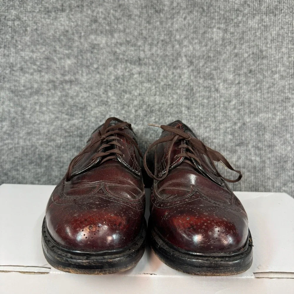Vintage Florsheim Imperial Kenmoor Burgundy Wingtip Longwing Blucher Shoes 8